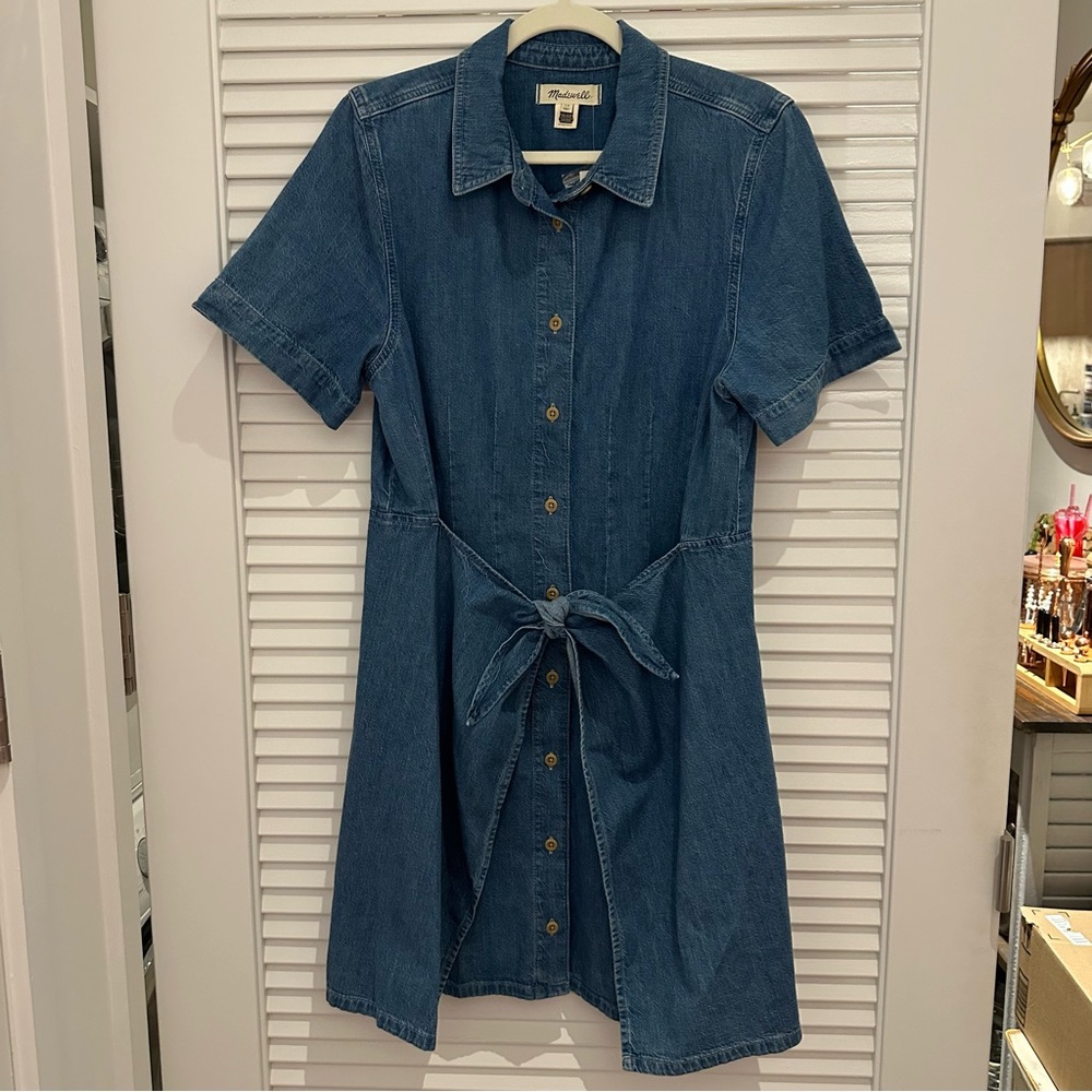 NWT Madewell Denim Overlay Mini Shirtdress in Caulk Wash
